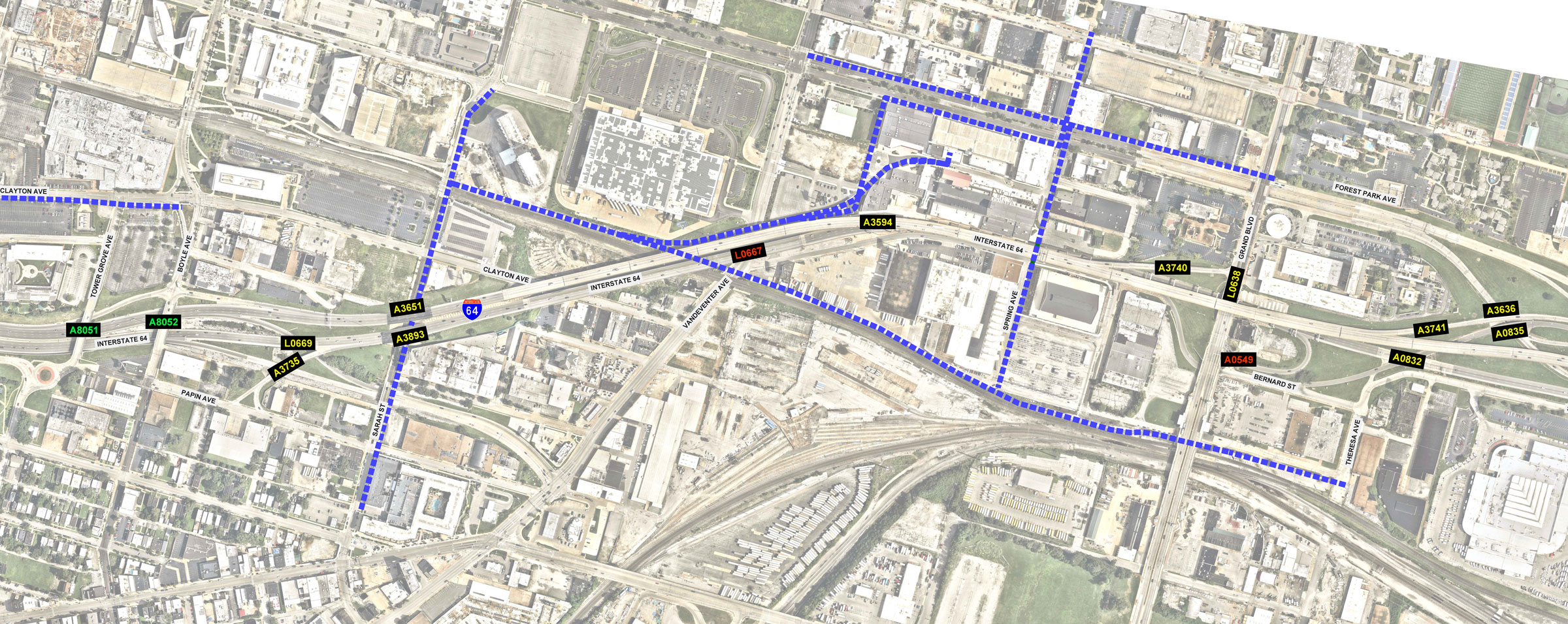Engineering drawing of no-build alternative.